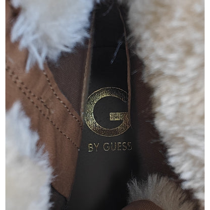 Tan Faux Fur Lace Up Ankle Boots