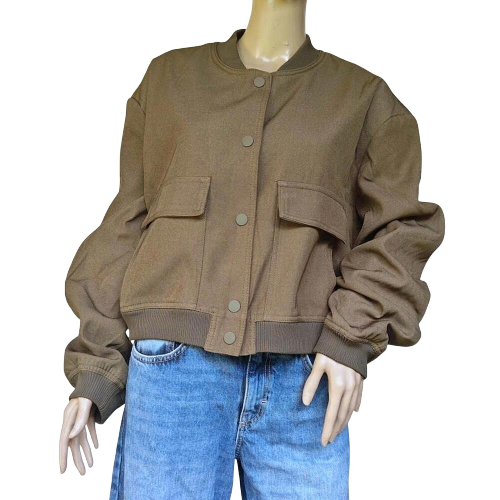 Army Utility Cropped Bomber Jacket