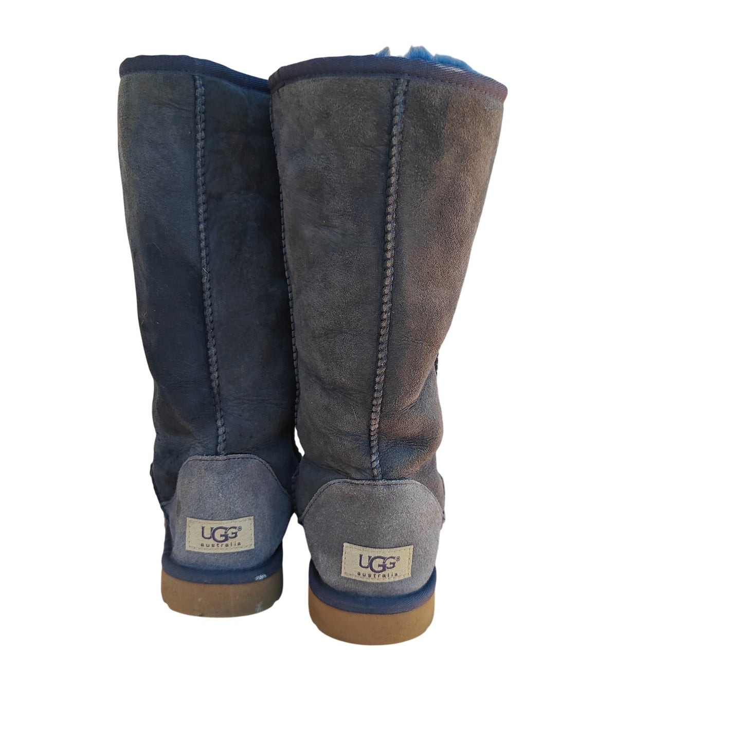 Navy Tall Suede Shearling Boots