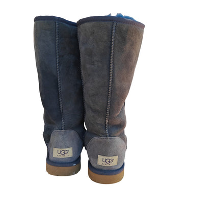Navy Tall Suede Shearling Boots