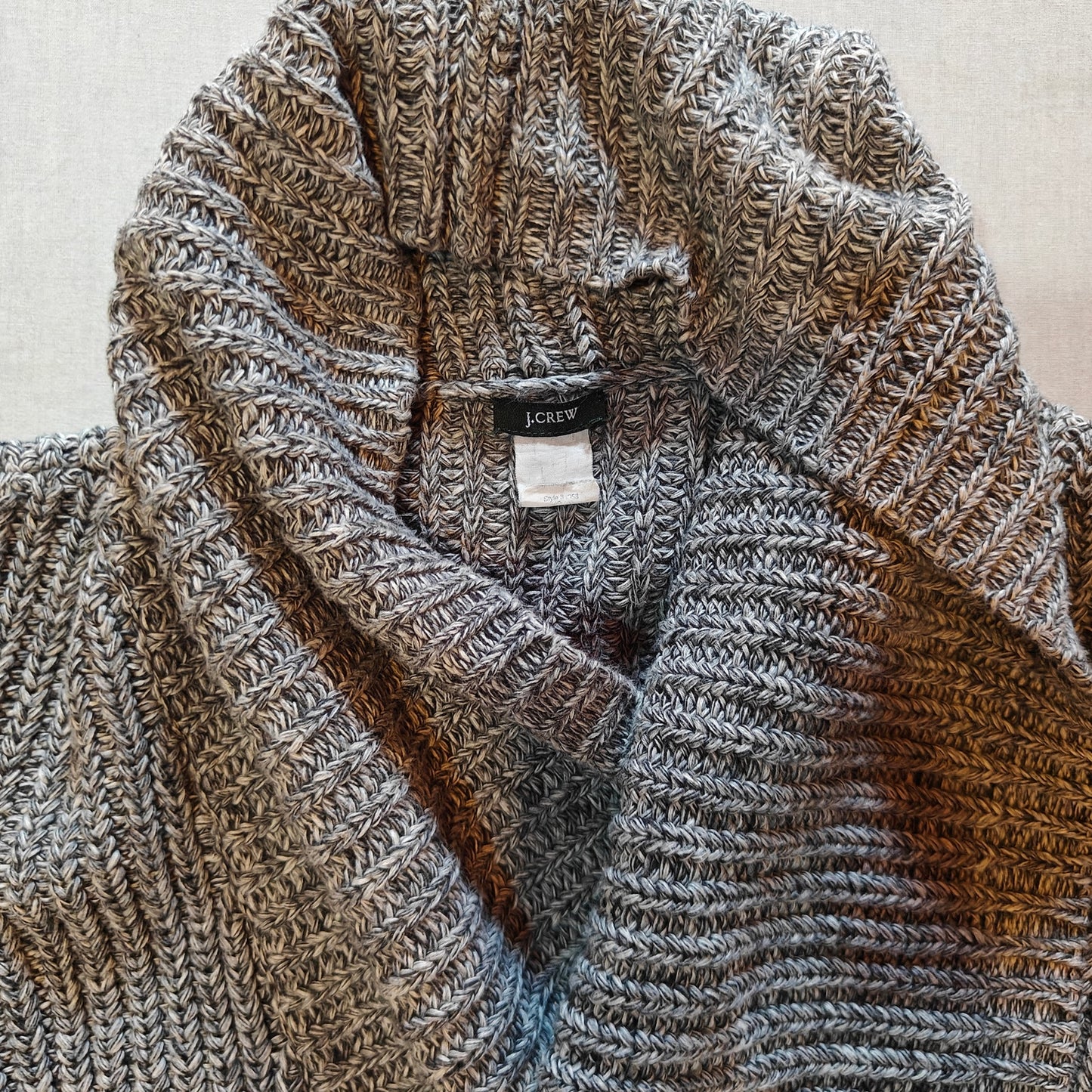 Gray Chunky Knit Shawl Collar Cardigan Sweater