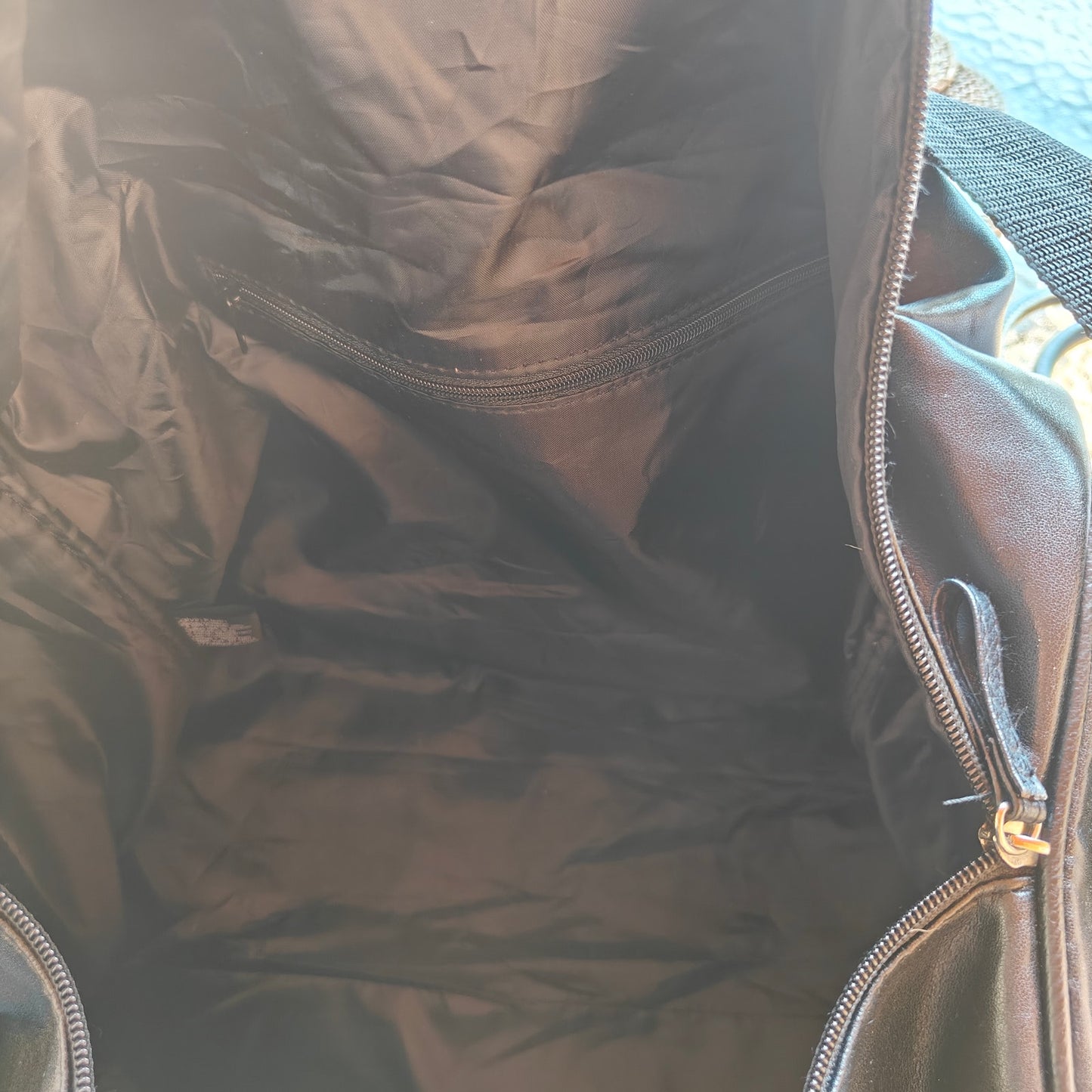 Black Faux Leather Weekender Travel Bag