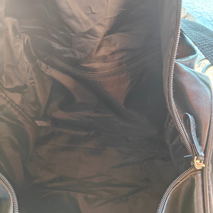 Black Faux Leather Weekender Travel Bag
