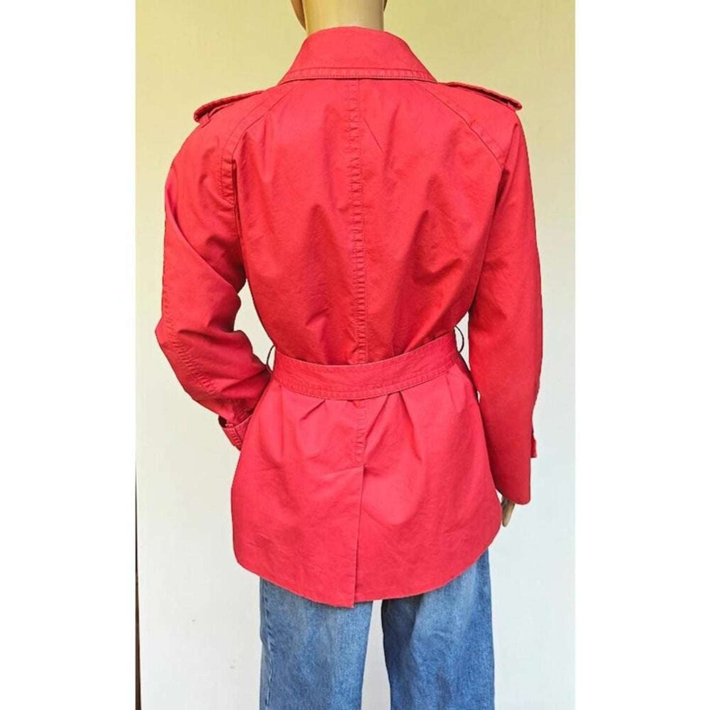 Red Belted Lined Trench Coat