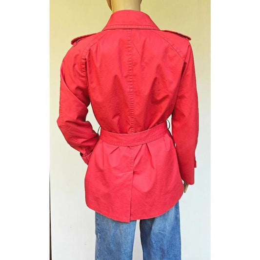 Red Belted Lined Trench Coat