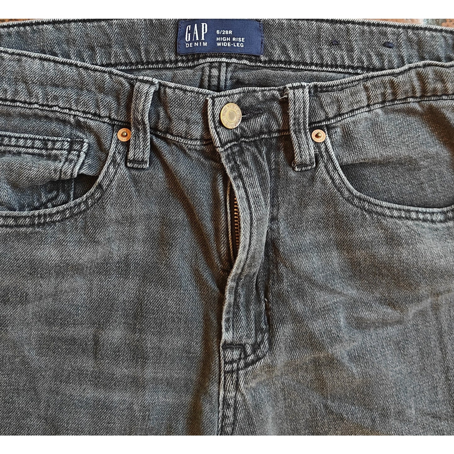 Gray Wash High Rise Wide Leg Jeans