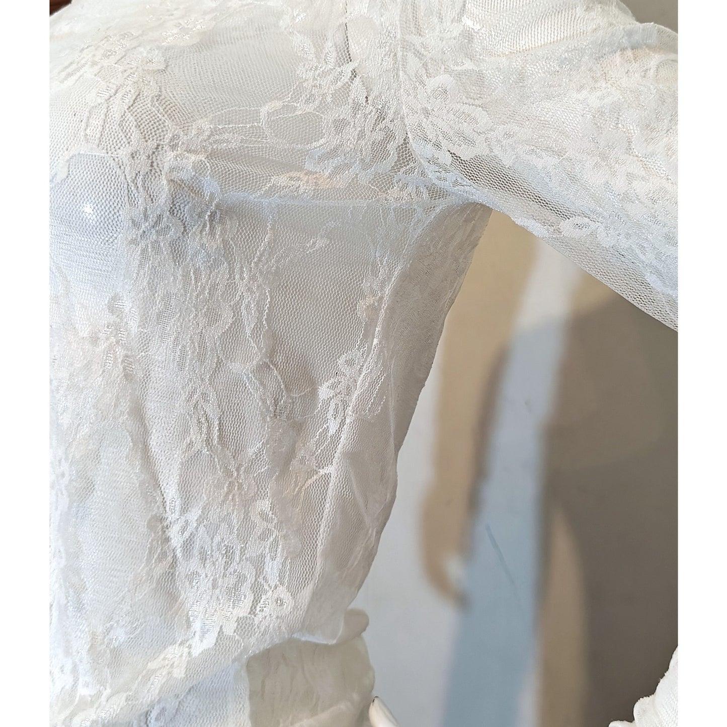 White Lace Sheer Long Sleeve Top