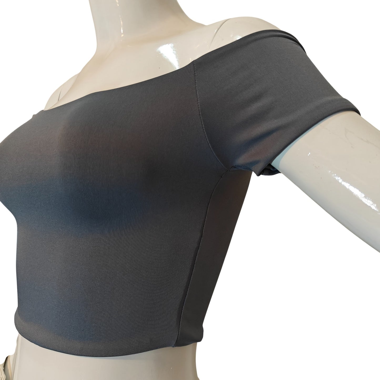 Charcoal Off The Shoulder Cropped Top