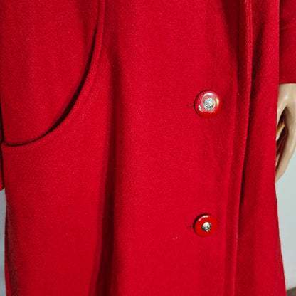 Red Vintage Wool Blend Overcoat