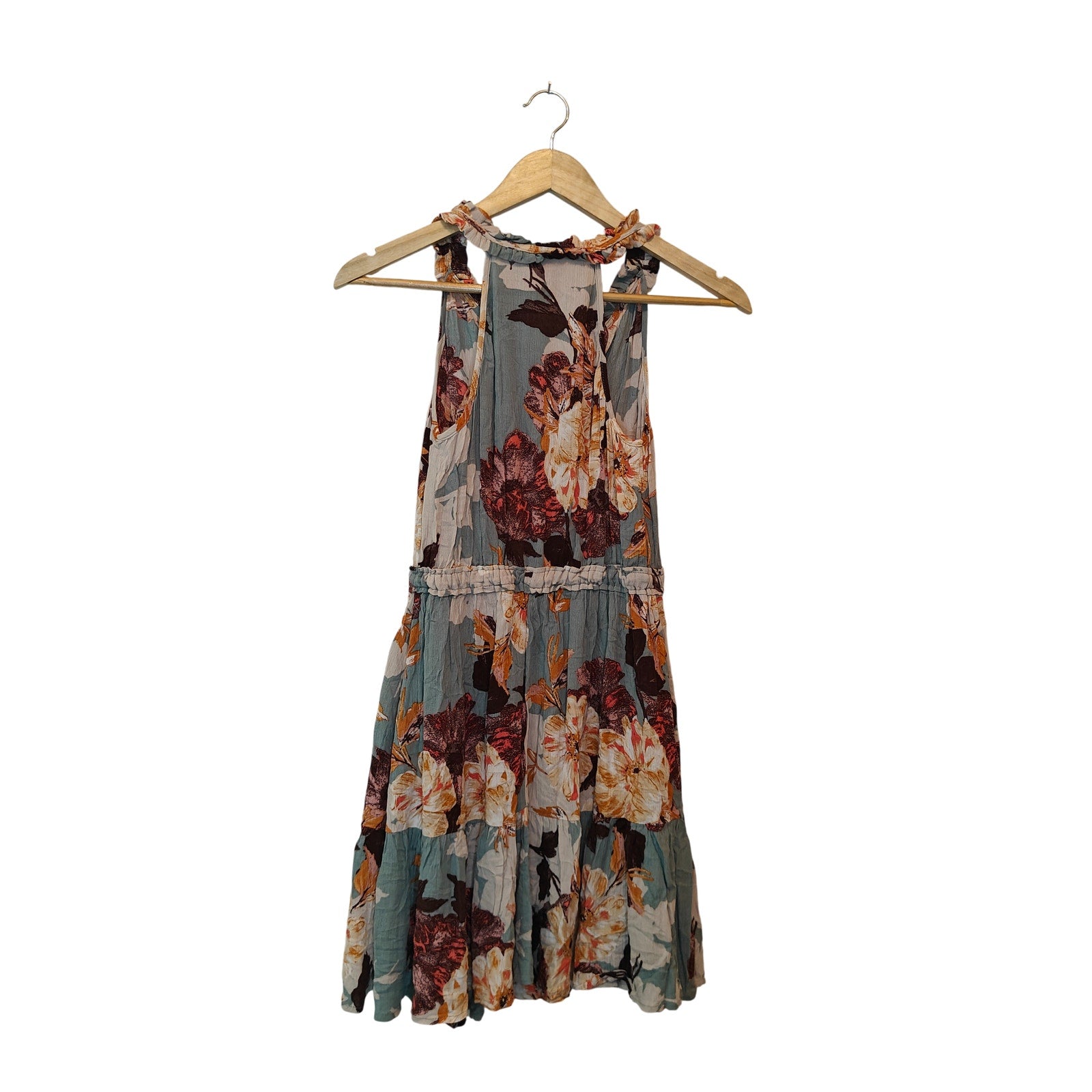 Floral Mini Dress with Ruffle Neck