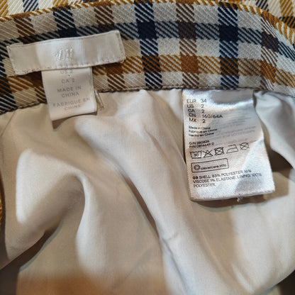 Brown Plaid Button Front Mini Skirt