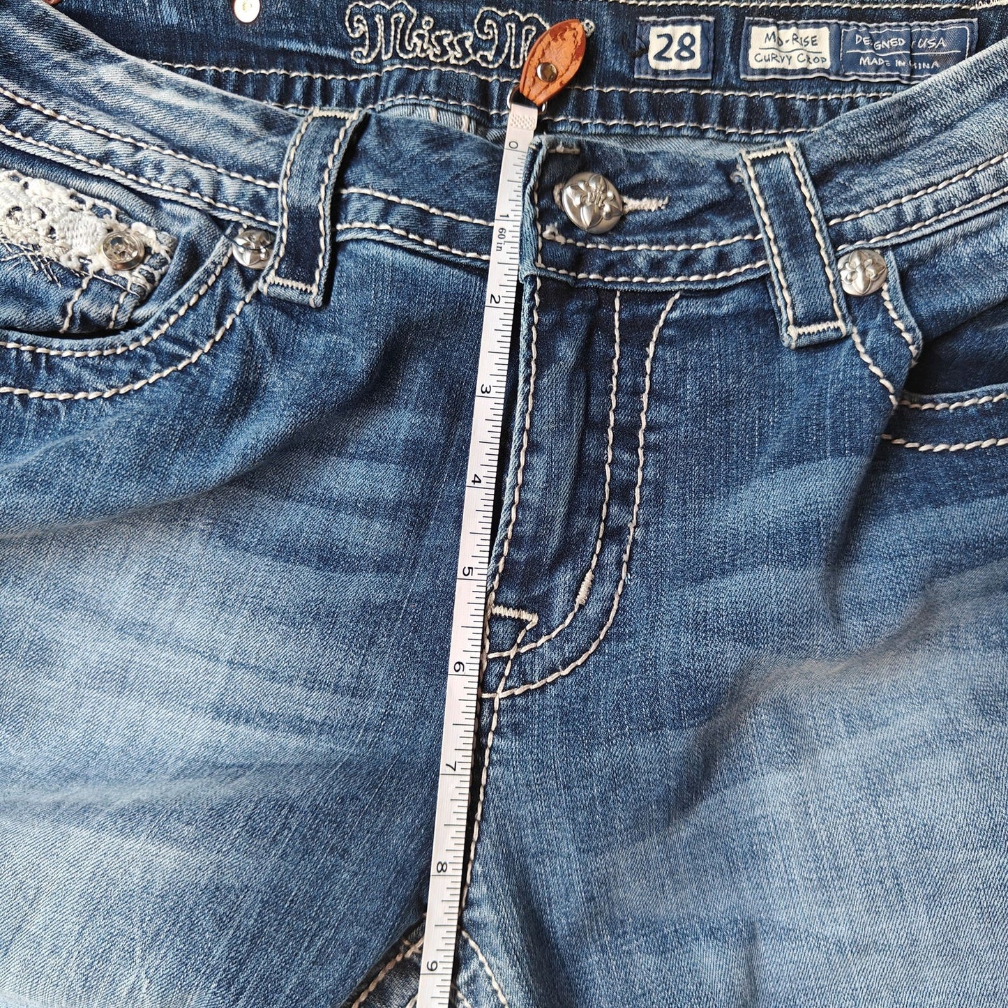 Medium Wash Curvy Crop Bootcut Jeans Size 28