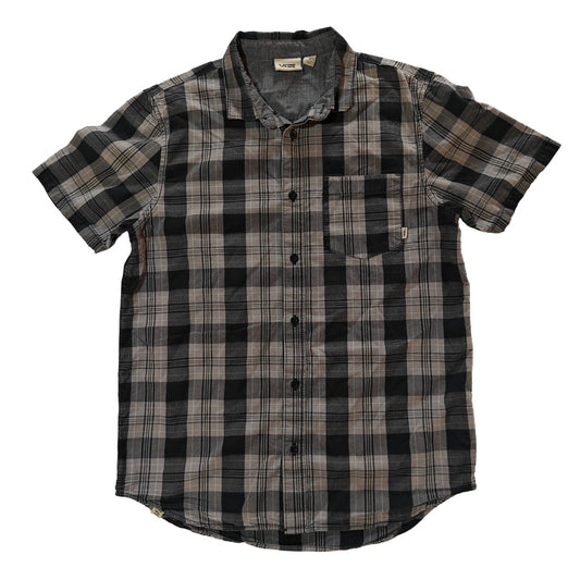 Gray and Black Plaid Button-Up Shirt