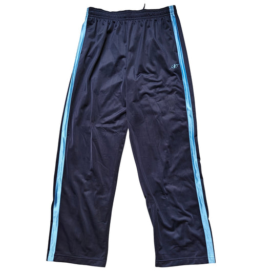 Navy Track Pants With Side Stripe and Elastic Waist
