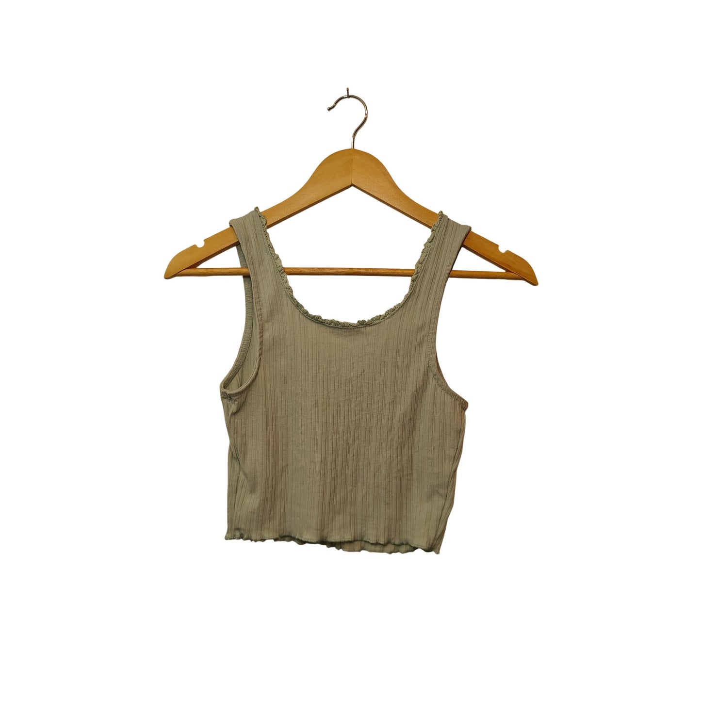 Sage Green Ribbed Crop Tank Top