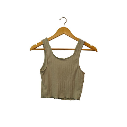 Sage Green Ribbed Crop Tank Top