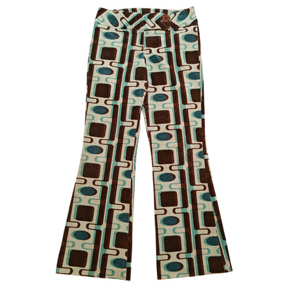 Retro Geometric Print Corduroy Pants