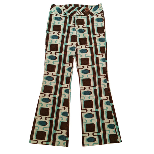Retro Geometric Print Corduroy Pants
