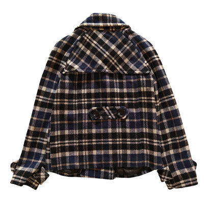 Navy/Black/Cream Plaid Peacoat