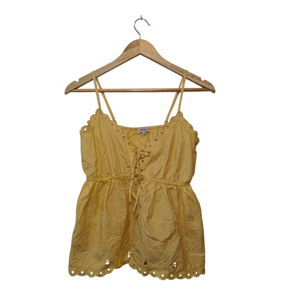 Yellow Eyelet Lace Trim Babydoll Cami