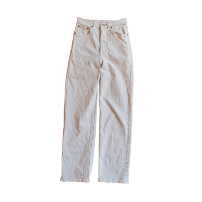 Ribcage Straight Ankle White Jeans