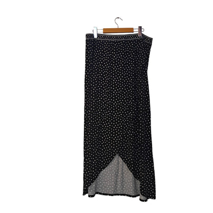Polka Dot Maxi Skirt with High Low Hem
