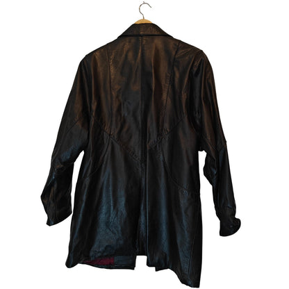 Vintage Black Leather Oversized Coat