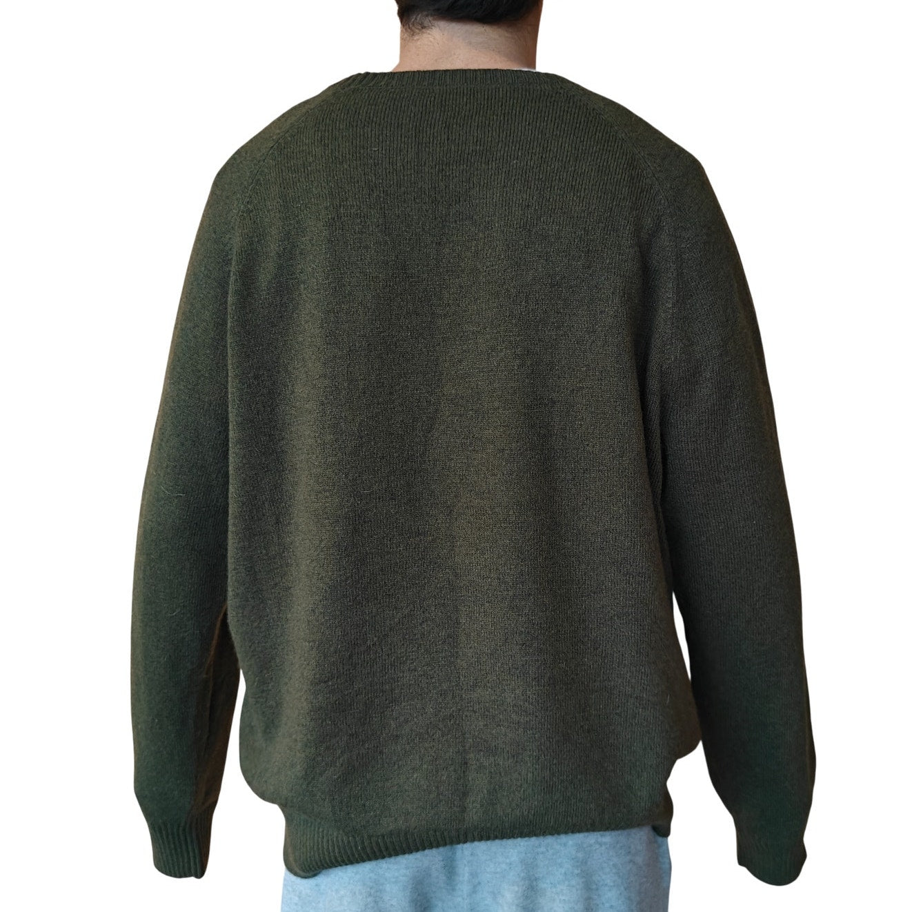 Olive Green Wool Blend Crewneck Sweater