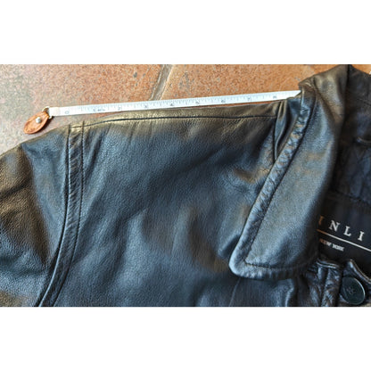 Vintage Black Leather Car Coat Black