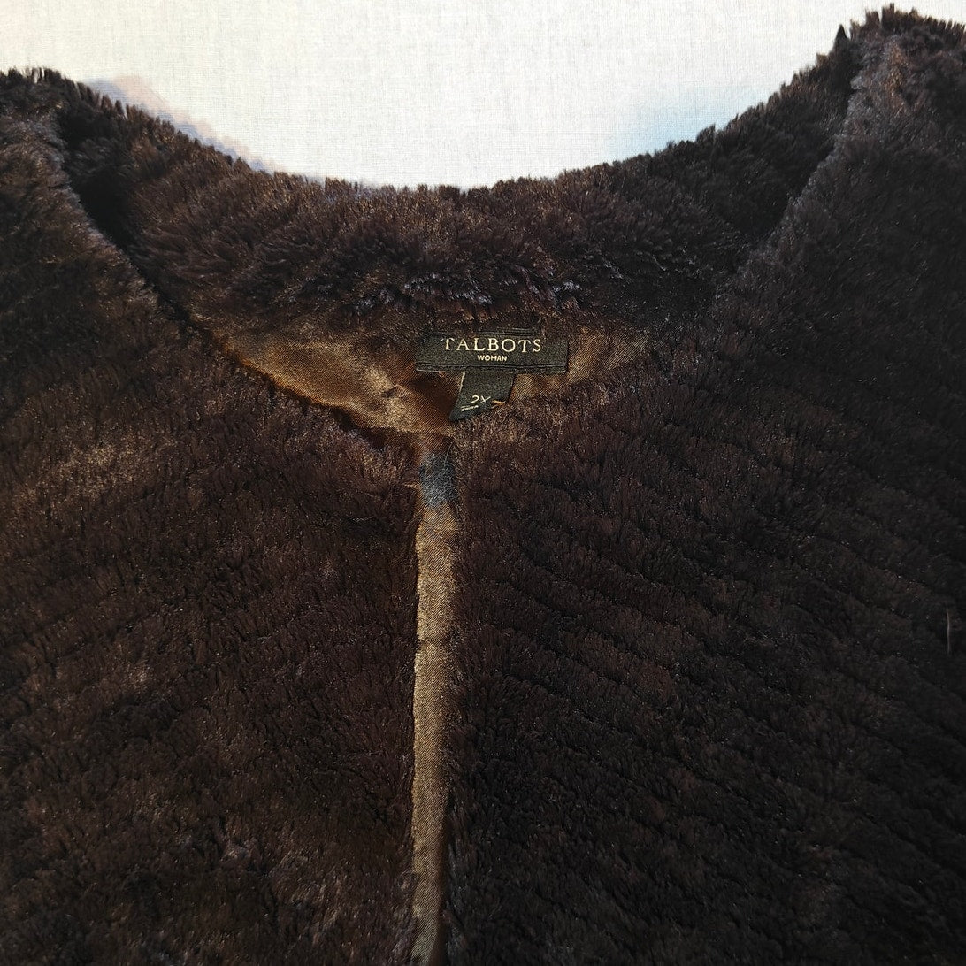 Brown Plus Faux Fur Vest