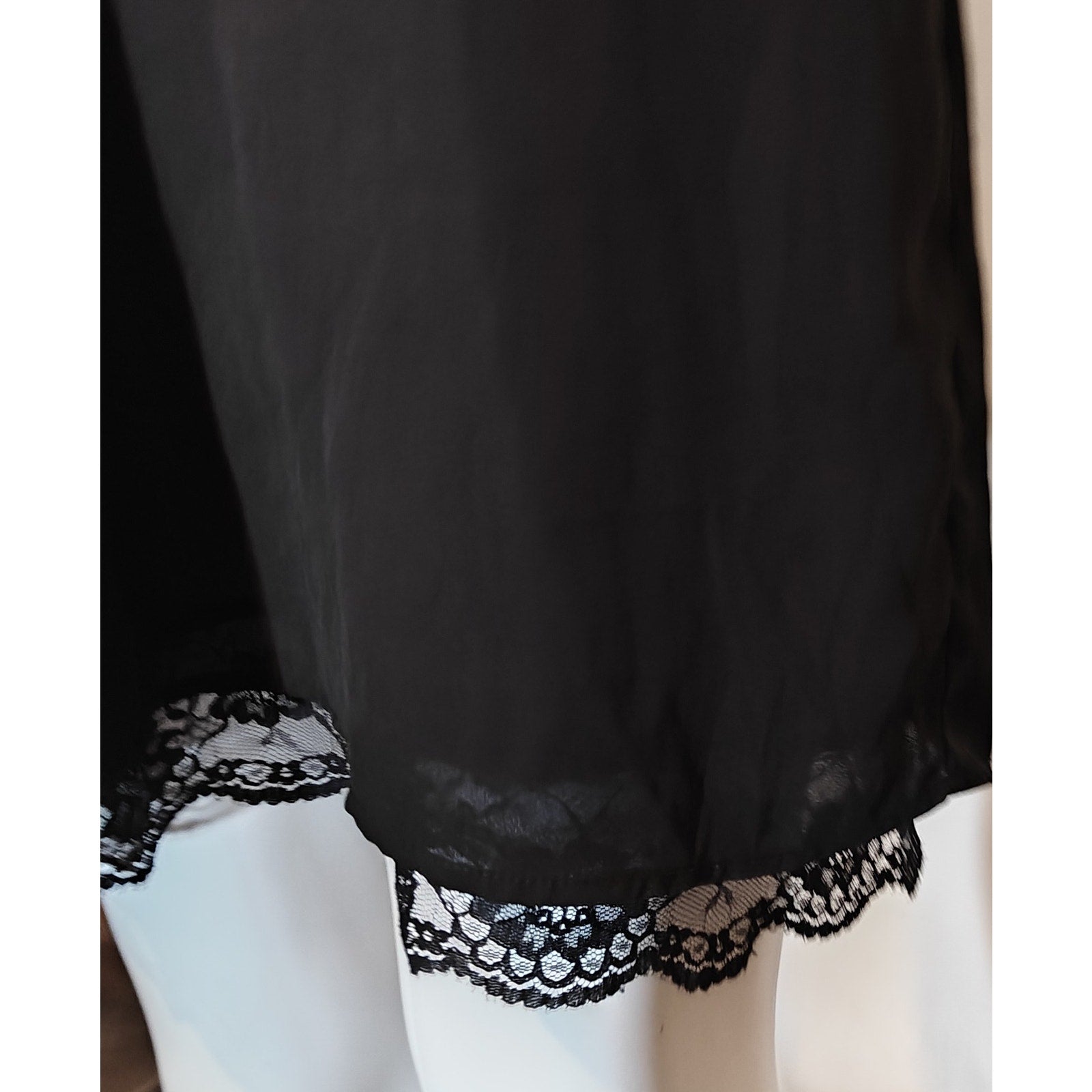 Black Slip Dress With Lace Trim Hem