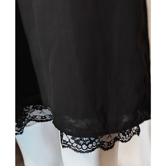 Black Slip Dress With Lace Trim Hem