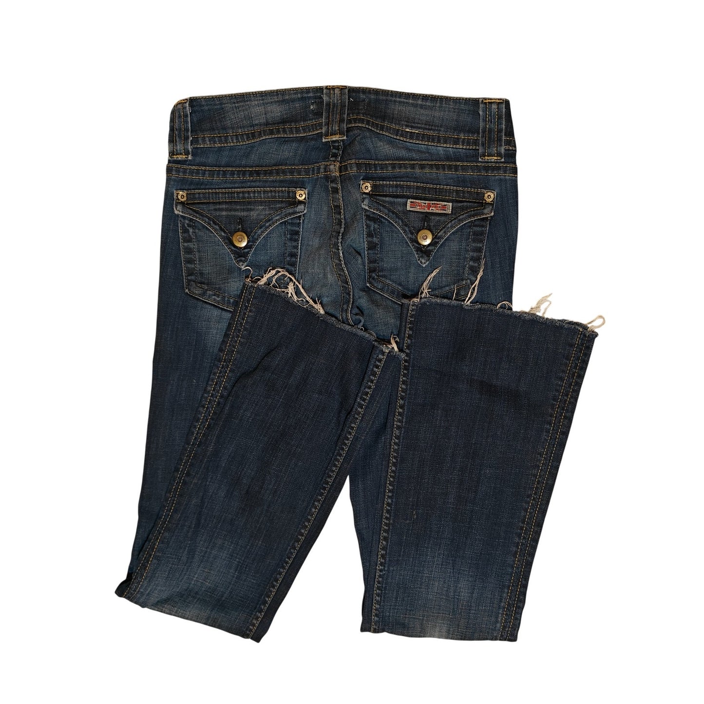 Dark Wash Raw Hem Straight Leg Jeans