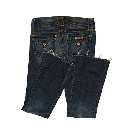 Dark Wash Raw Hem Straight Leg Jeans