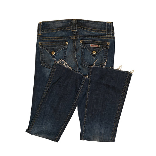 Dark Wash Raw Hem Straight Leg Jeans