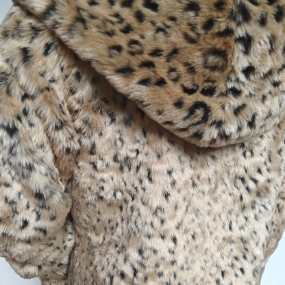 Faux Fur Leopard Print Hooded Coat