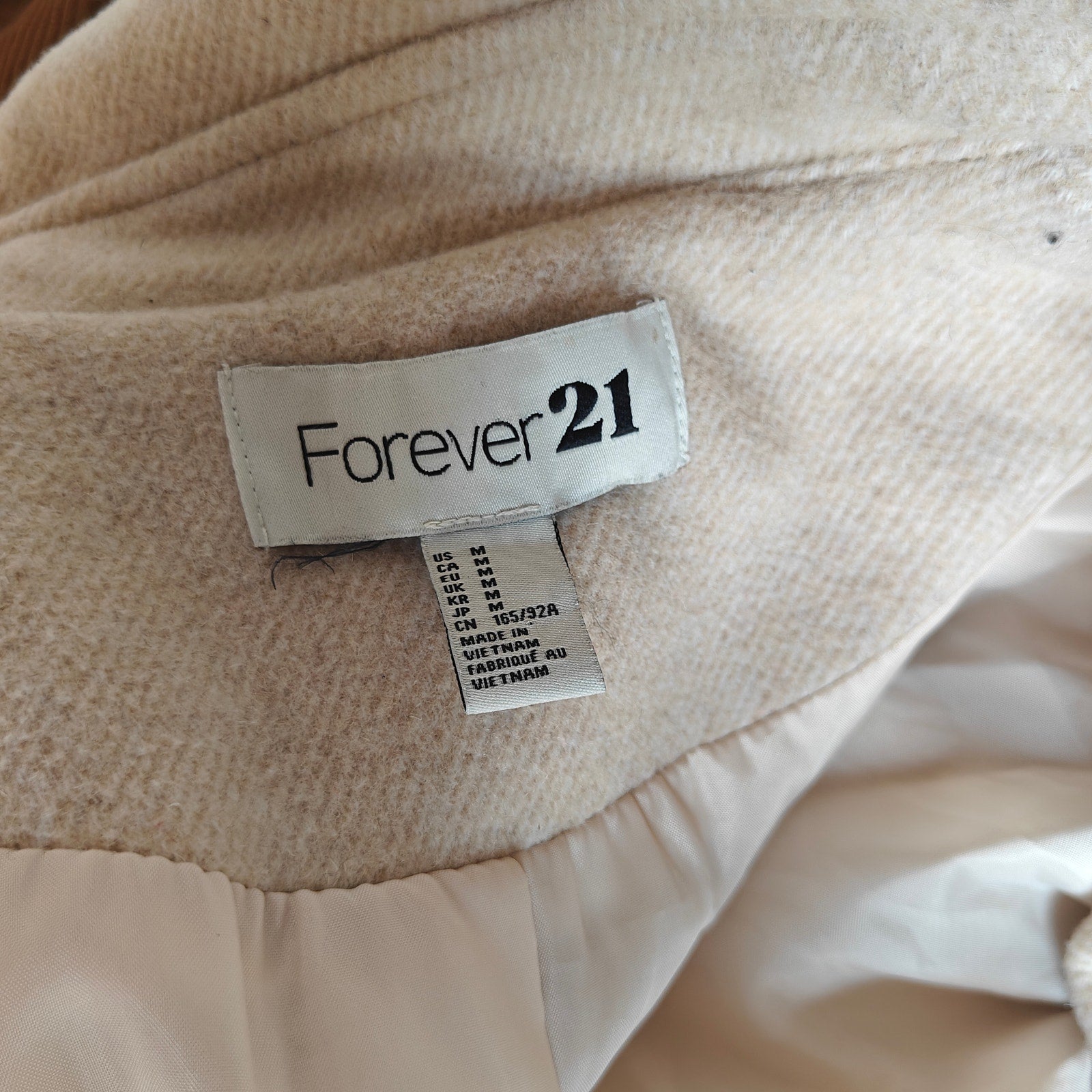 Beige Wool Belted Double Breasted Peacoat