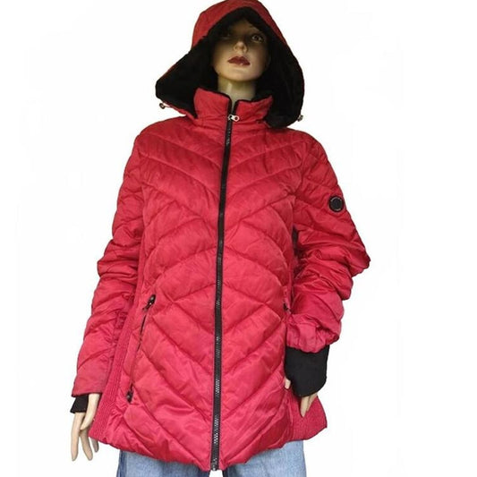 Red Quilted Puffer Coat