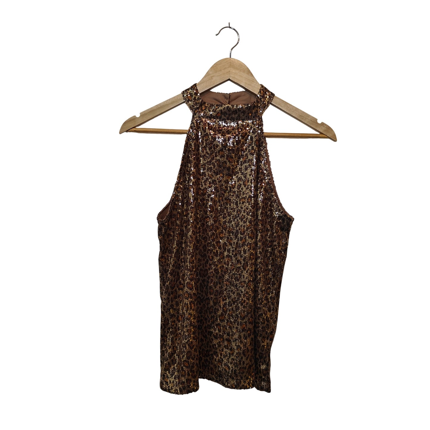 Sequin Leopard Halter Top