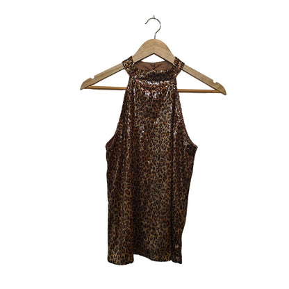 Sequin Leopard Halter Top