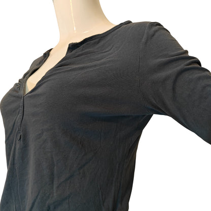 Blue Gray Long Sleeve V Neck Top