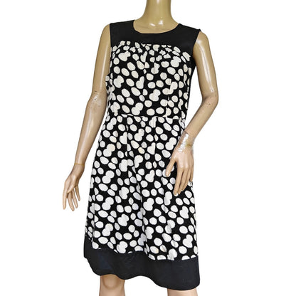 Black and White Polka Dot Sleeveless Midi Dress