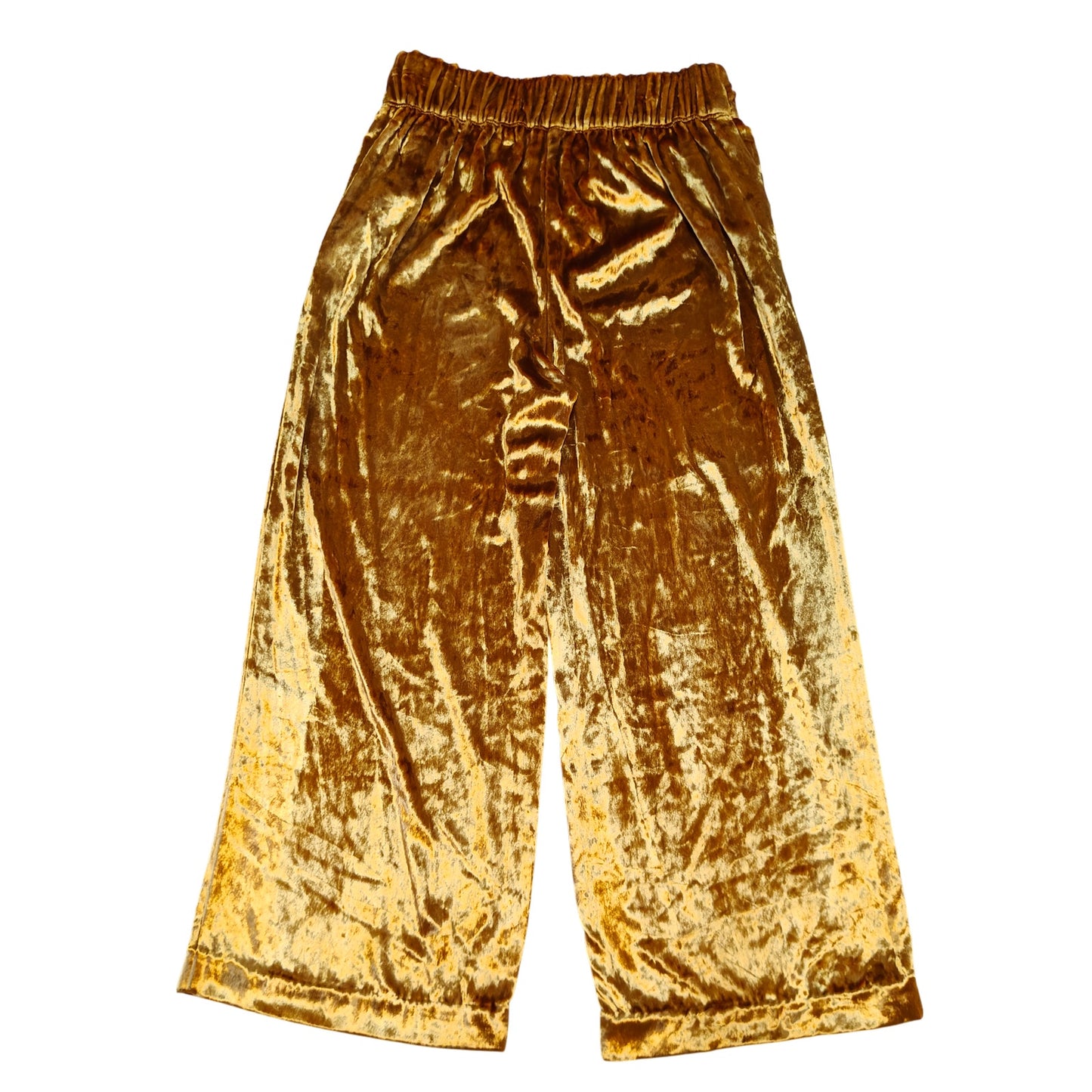 Gold Velvet Wide Leg Pants