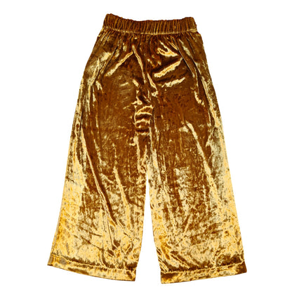 Gold Velvet Wide Leg Pants
