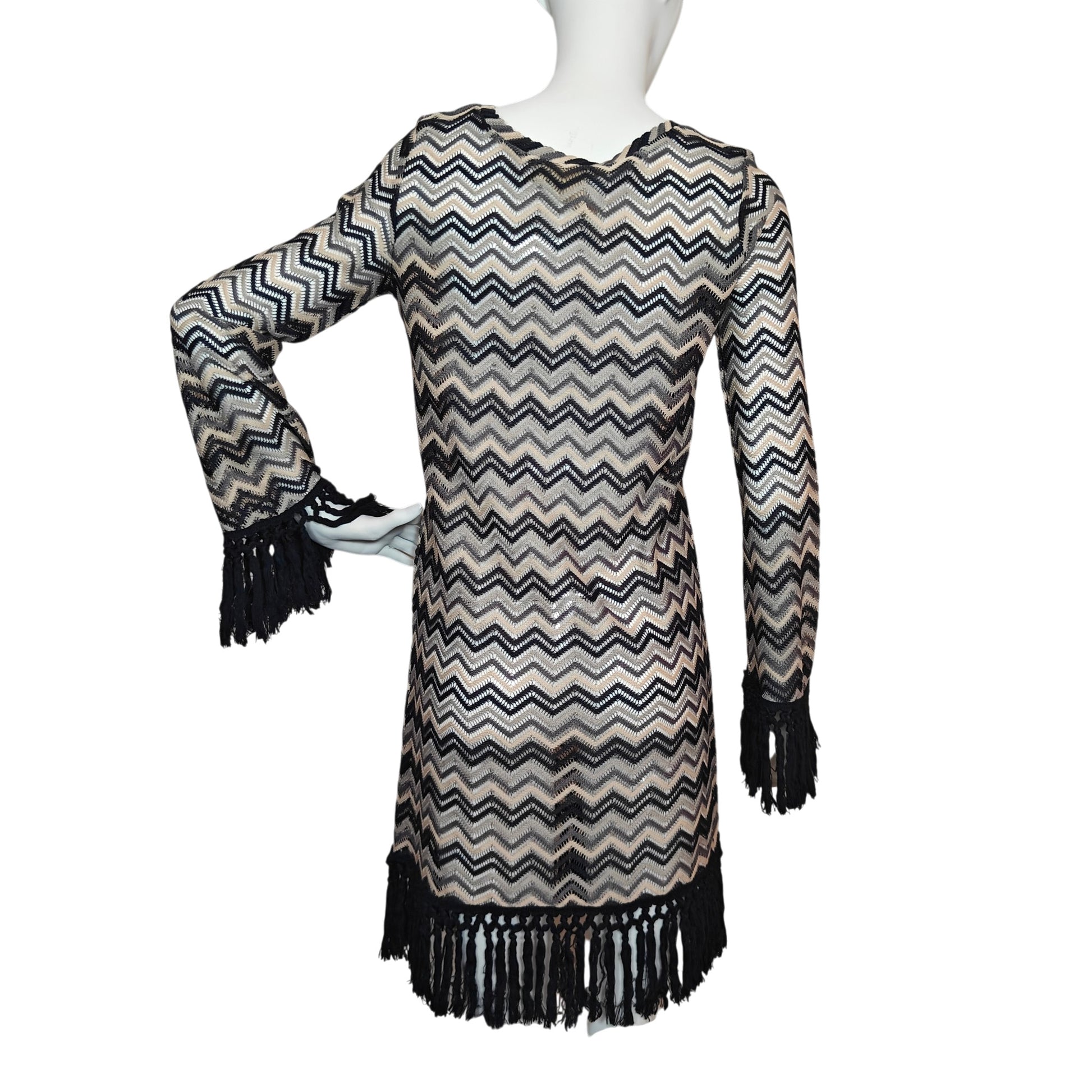 Chevron Crochet Fringe Dress 