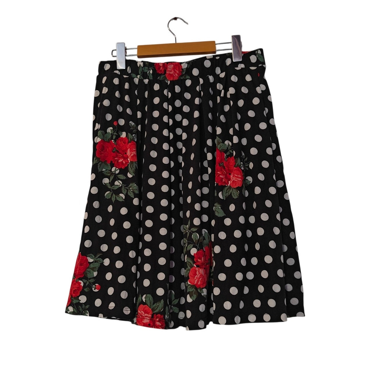 Polka Dot Floral Midi Skirt