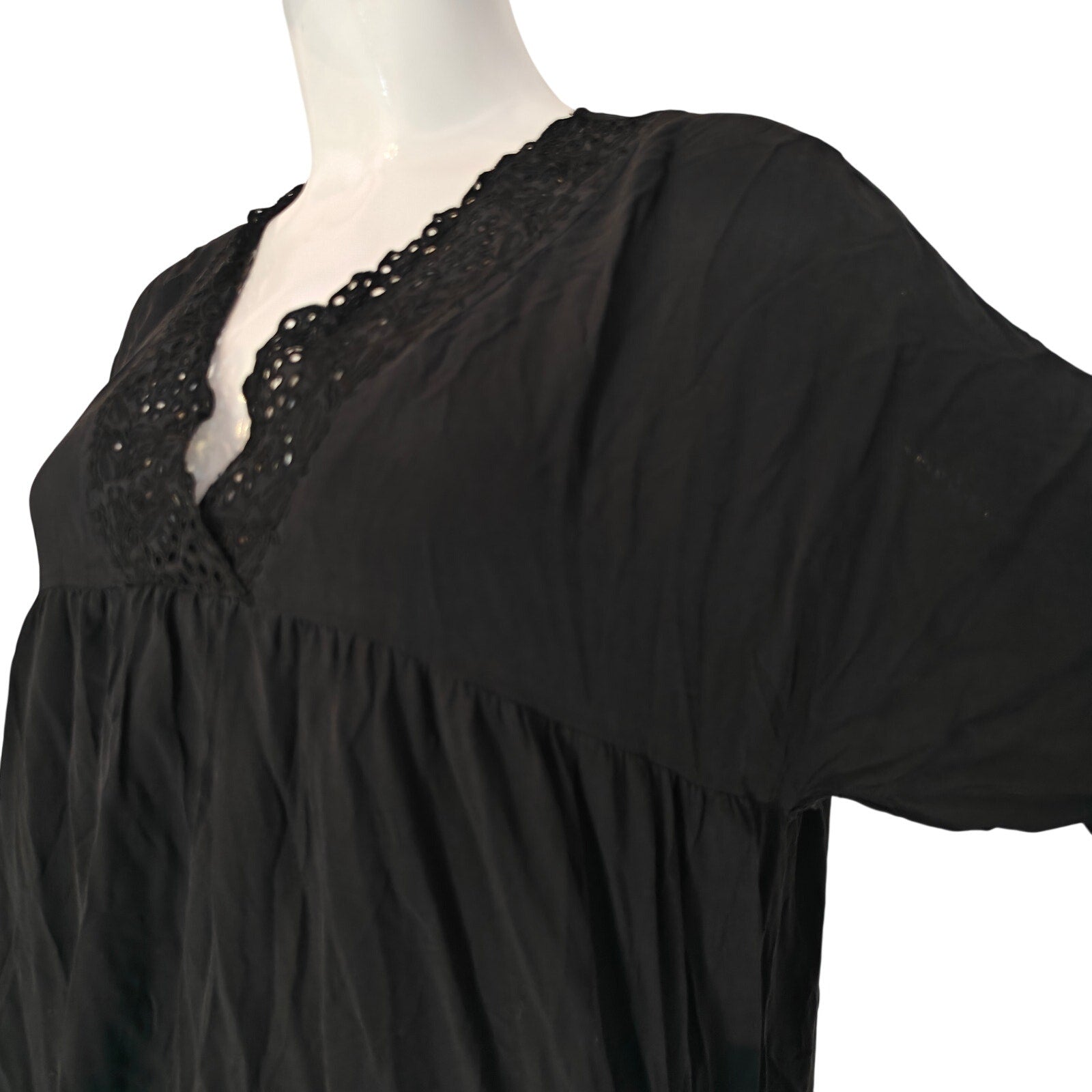 Black Silk Flowy Midi Dress