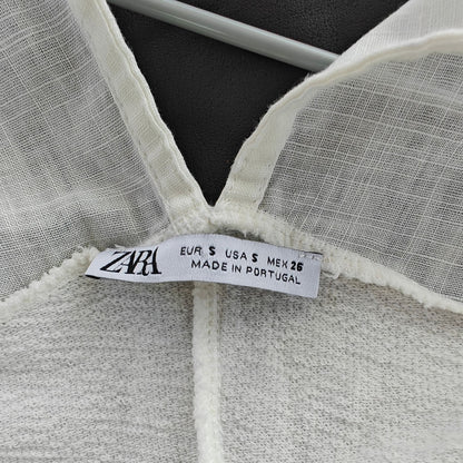 Ivory Linen-Blend Plunge Crop Top With Wrap Waist