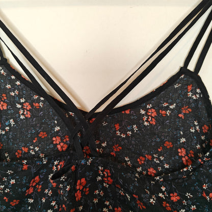 Black Floral Spaghetti Strap Tank Top