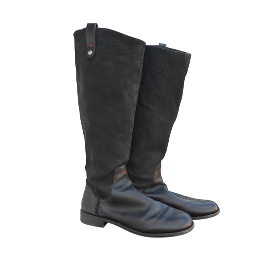 Zoila Black Leather Knee High Boots